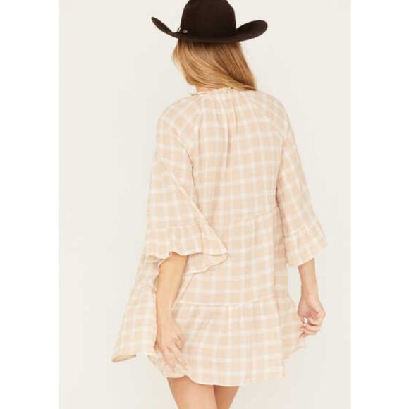 Show Me Your Mumu WOMEN'S VIOLA BEIGE‎ PLAID PRINT MINI DRESS XS - Picture 2 of 9